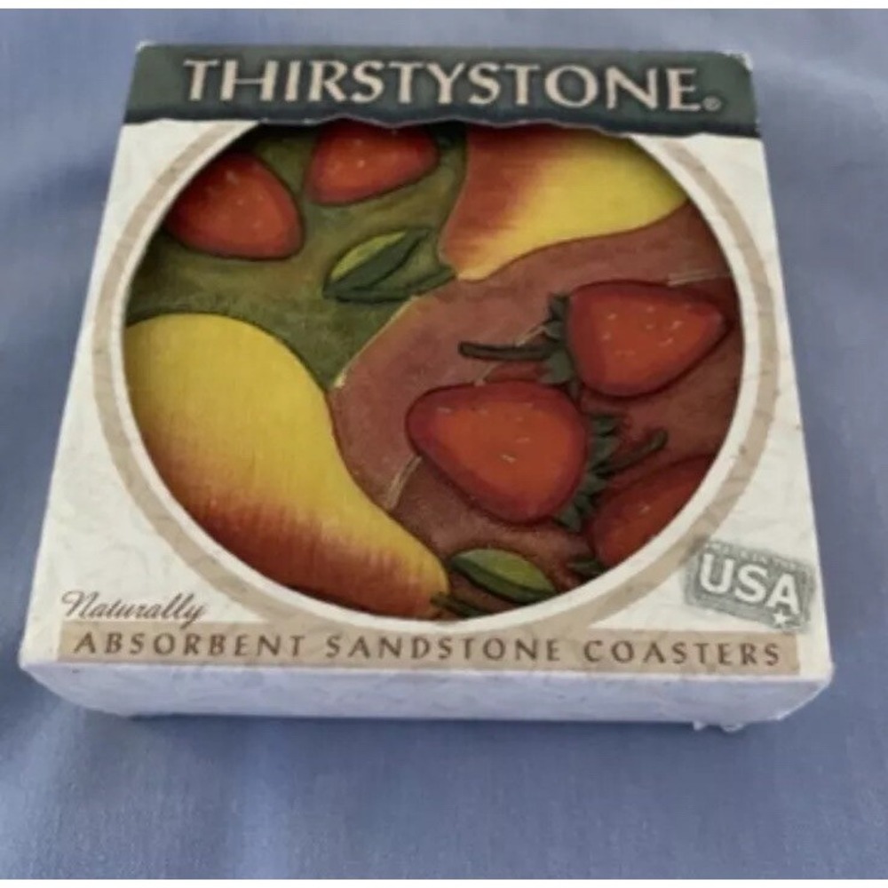 Thirstystone Set of‎ Coasters New In Box Different Fruit On Each Vibrant Colors